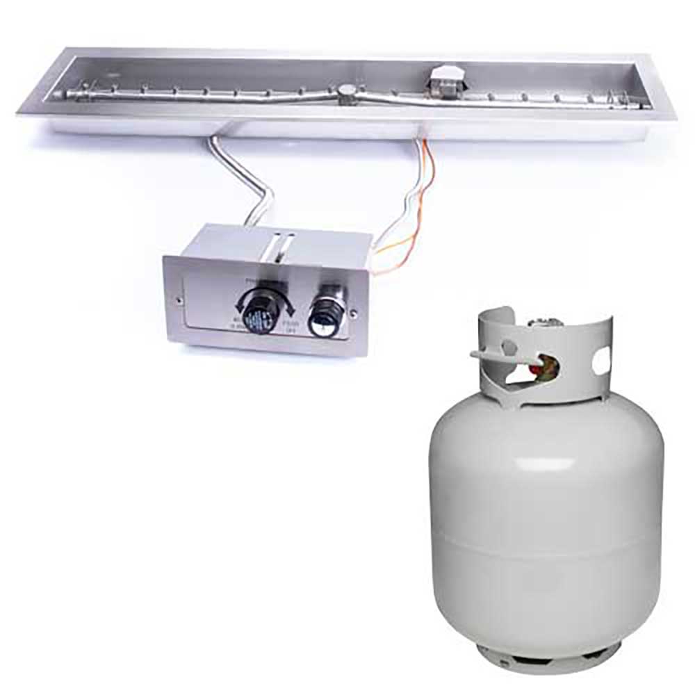 Linear Trough Torpedo Fire Pit Burner Kit for Small LP Tank Push Button Ignition by HPC Fire