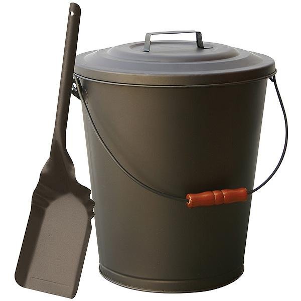 Ash Bin in Bronze with Lid and Shovel