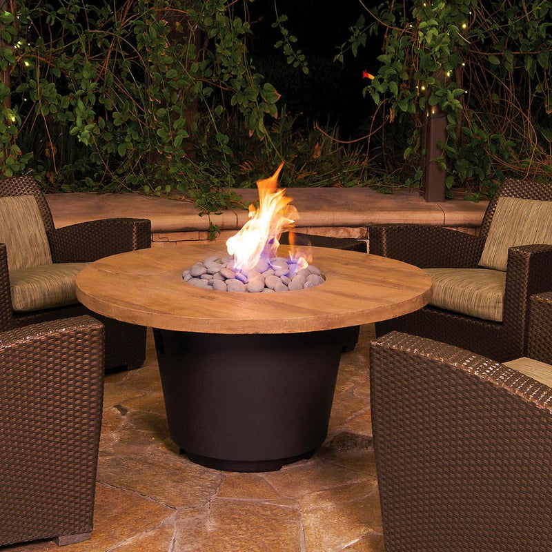 Round Cosmopolitan French Barrel Oak Fire Table by American Fyre Designs