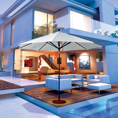 Galtech International 11' Auto-Tilt Umbrella With LED Lights - Starfire Direct
