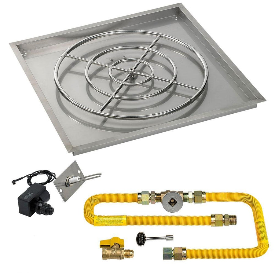 High Capacity Square Stainless Steel Drop-In Pan with Kit - Natural Gas by American Fireglass