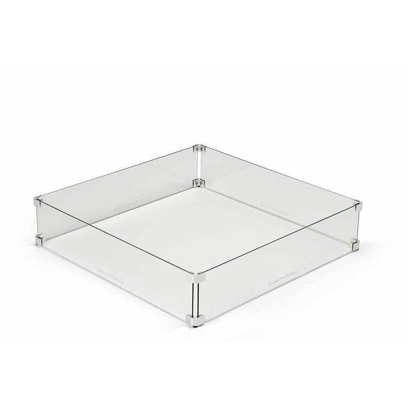 Square Fire Pit Glass Wind Guard by HPC Fire