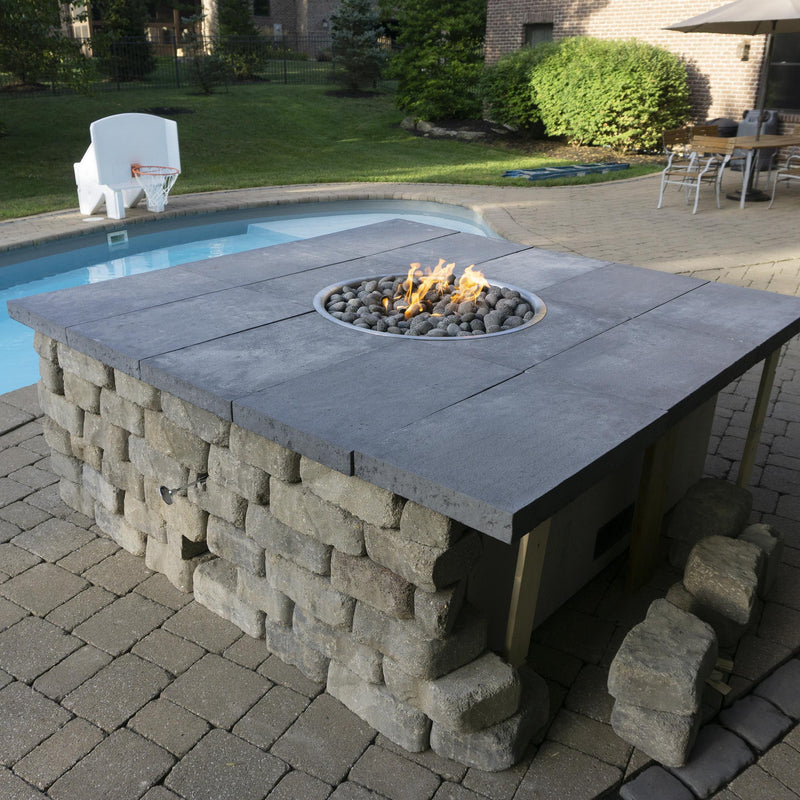 Square Unfinished LPT Fire Pit Enclosure with Burner by HPC Fire
