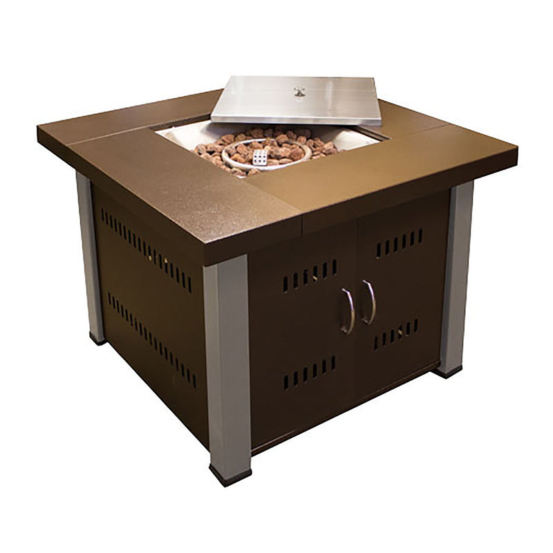 Modern Hammered Bronze and Stainless Steel Fire Pit