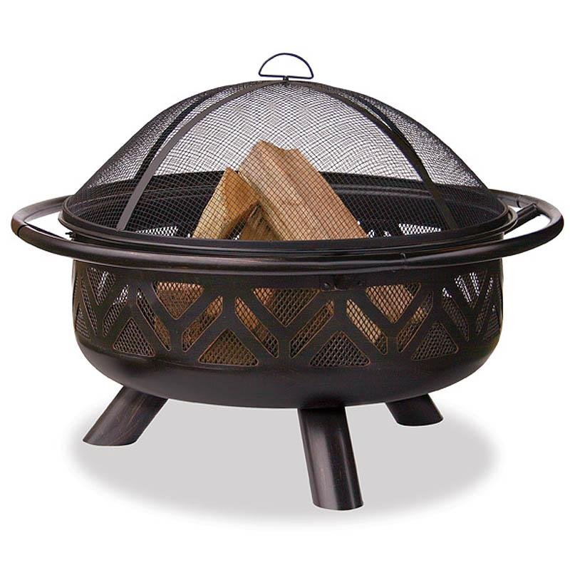 Oil Rubbed Bronze Fire Pit with Geometric Design - Starfire Direct