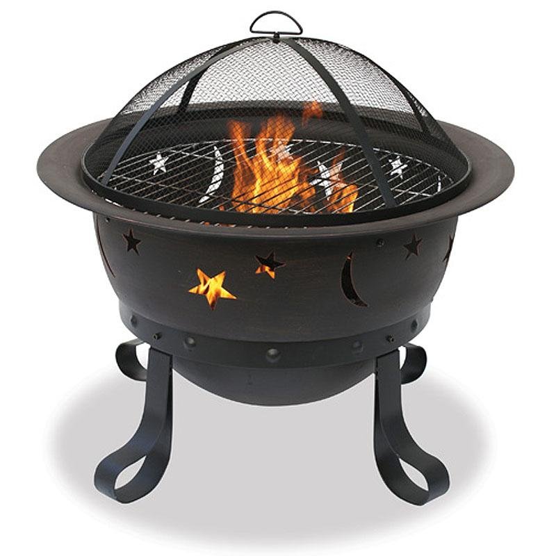 Oil Rubbed Bronze Fire Pit with Stars and Moons - Starfire Direct