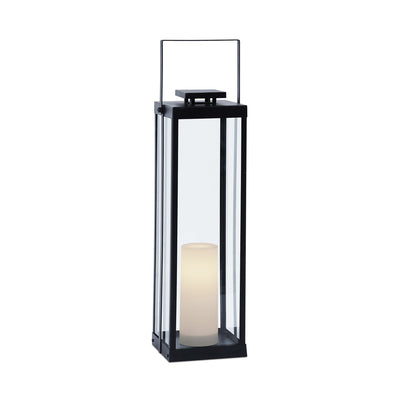Real Flame 22" La Sal Lantern with Flameless Candle in Black