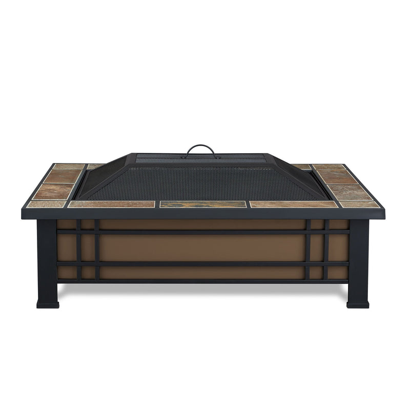 Real Flame Hamilton Rectangle Fire Pit with Natural Slate Tile Top - Starfire Direct