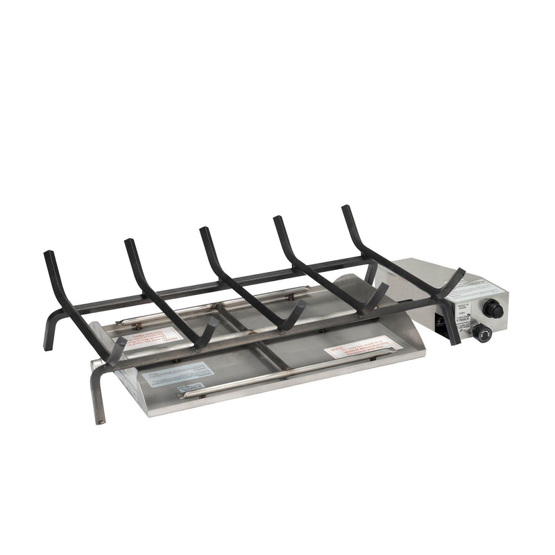 24" Vented G45 See-Thru Stainless Steel Fireplace Burner "02" Series Non-Standing Pilot with On/Off Remote by Real Fyre