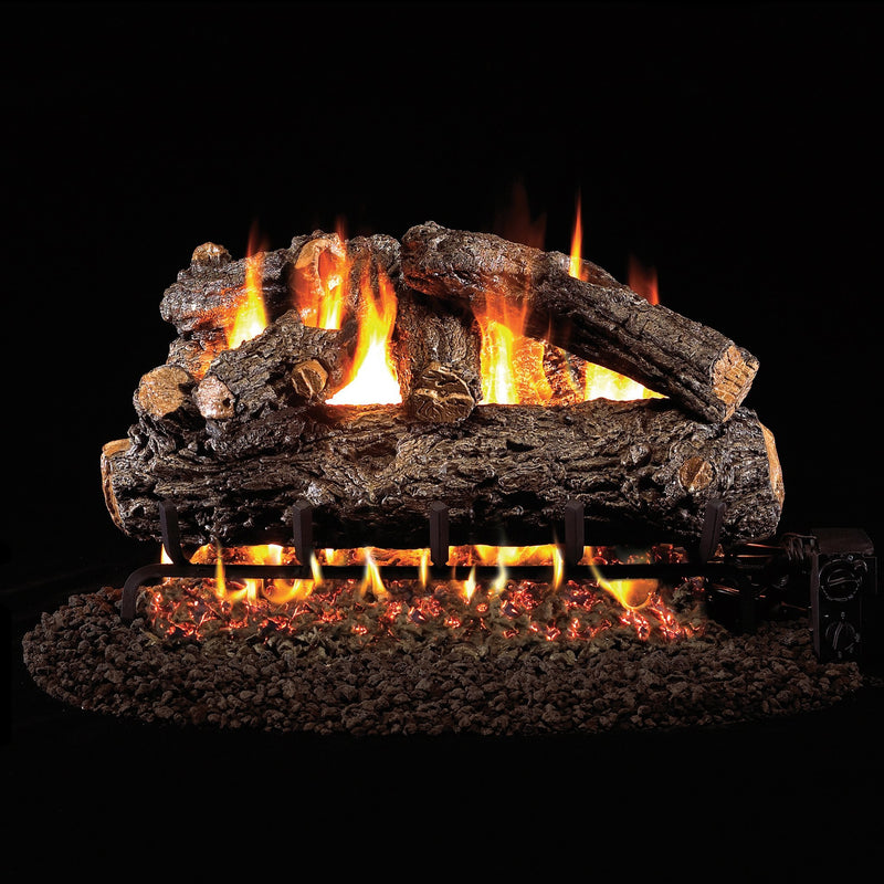 Vented Designer Gas Logs Rustic Oak by Real Fyre