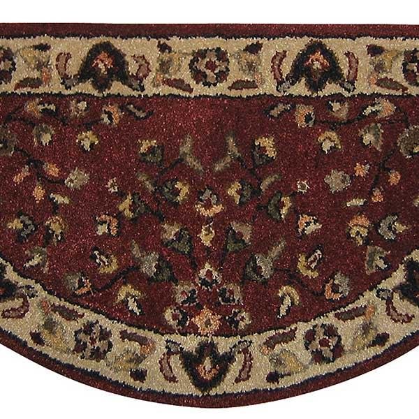 Red Floral Hand-Tufted Wool Hearth Rug