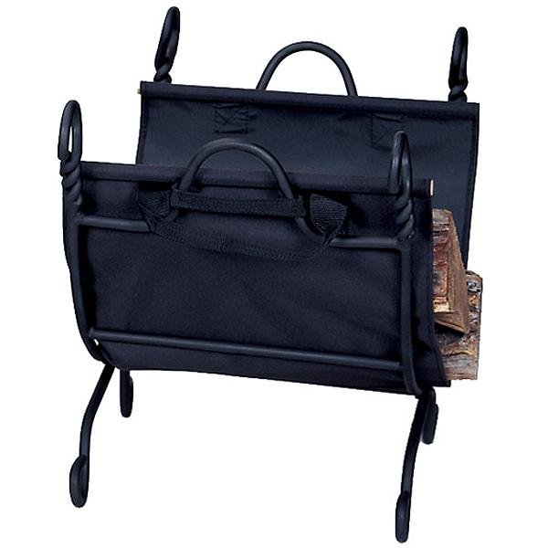 Ring Swirl Black Log Rack with Canvas Carrier