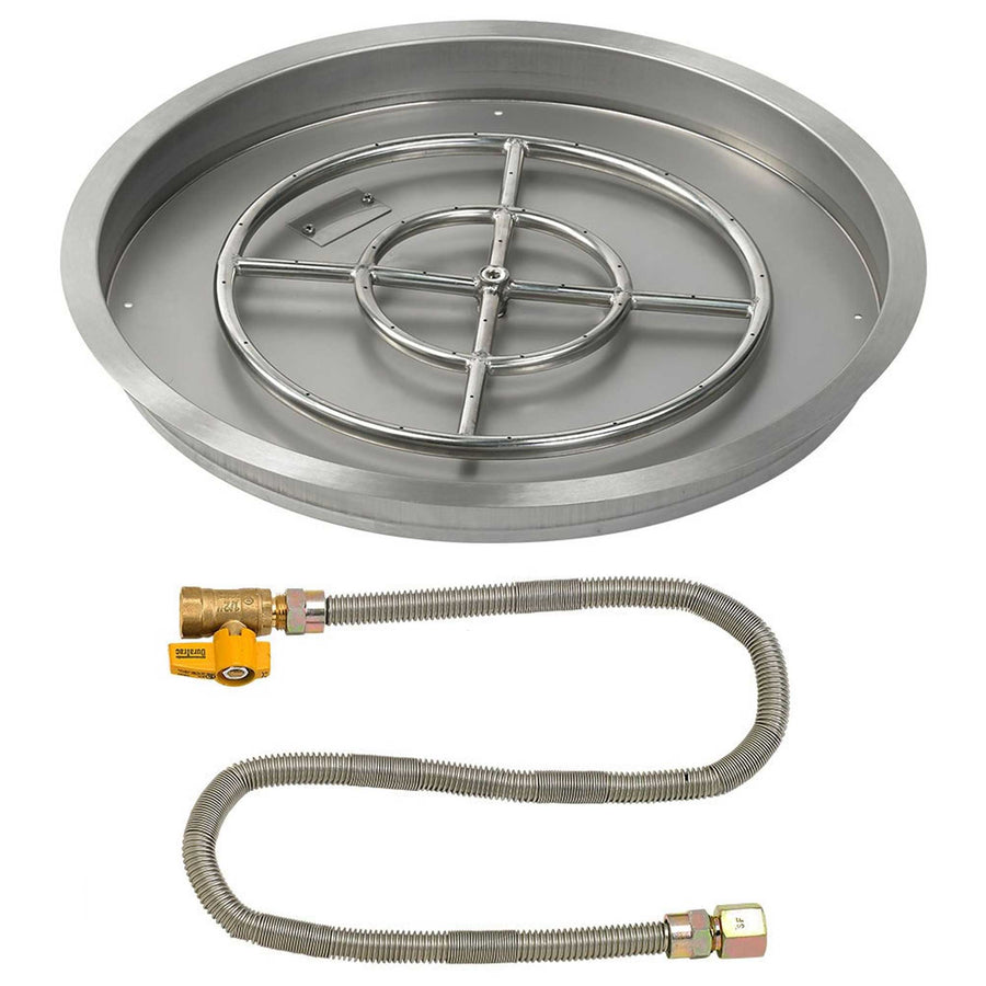 Round Stainless Steel Drop-In Pan with Match Lit Kit by American Fireglass