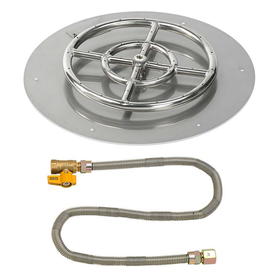 Round Stainless Steel Flat Pan with Match Lit Kit by American Fireglass