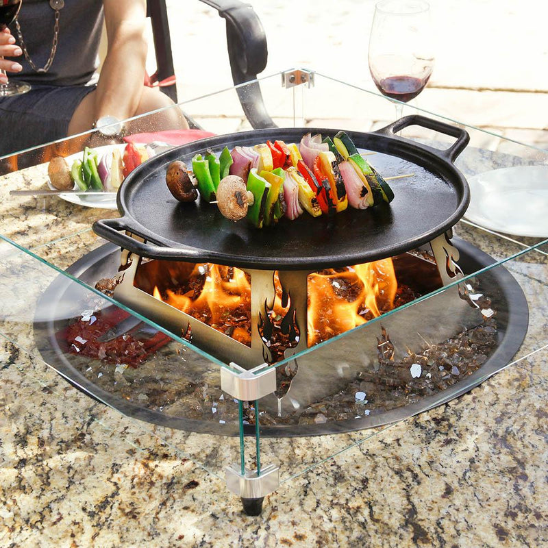 Santiago Fire Table with Santa Cecilia Granite Top and Cooking Package - Starfire Direct