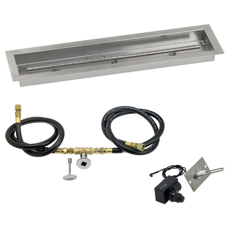 Stainless Steel Channel Linear Drop-In Pan 30" x 6" with Spark Ignition Kit - Natural Gas by American Fireglass