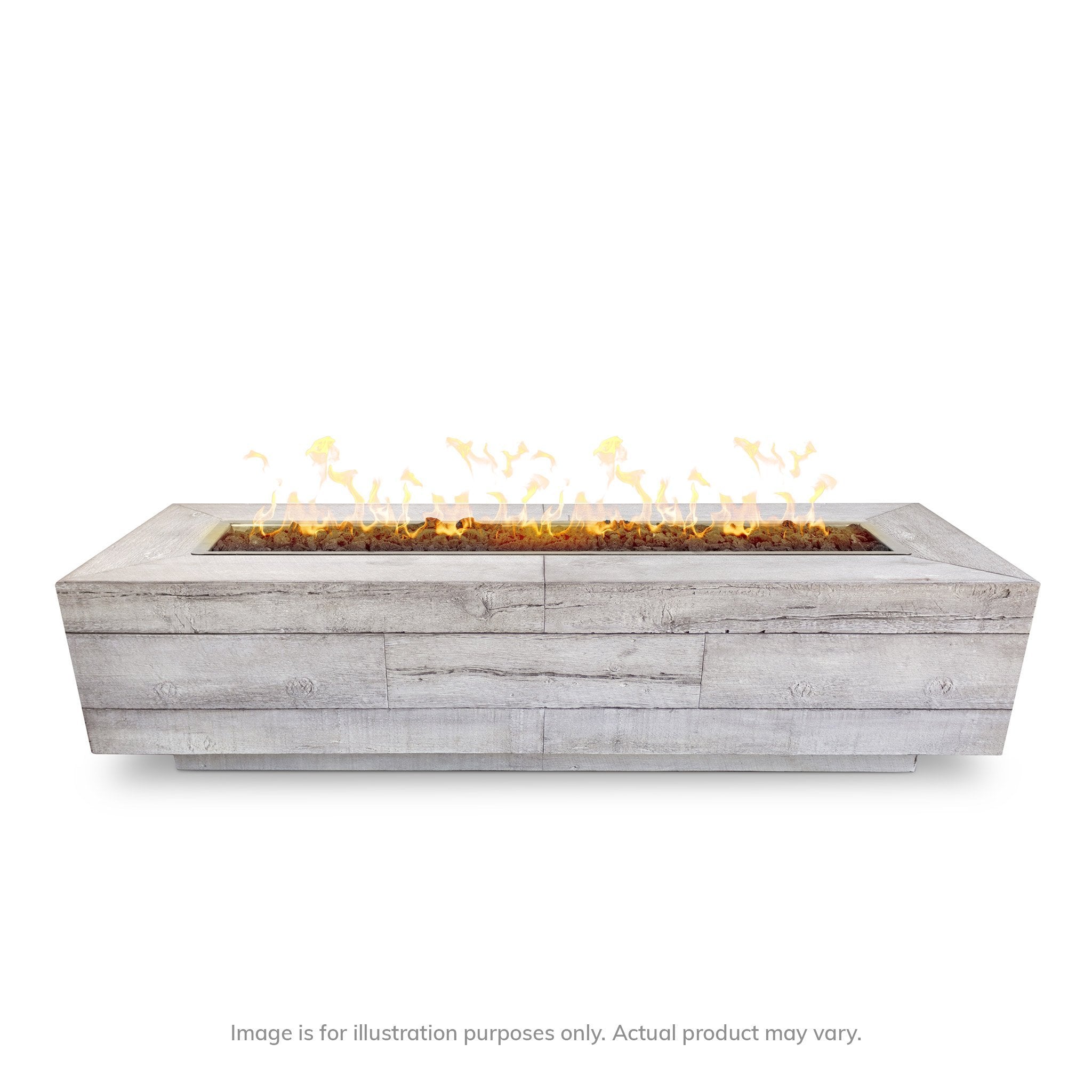 The Outdoor Plus 108 Catalina Wood Grain Concrete Gas Fire Pit Natural Gas Electronic 